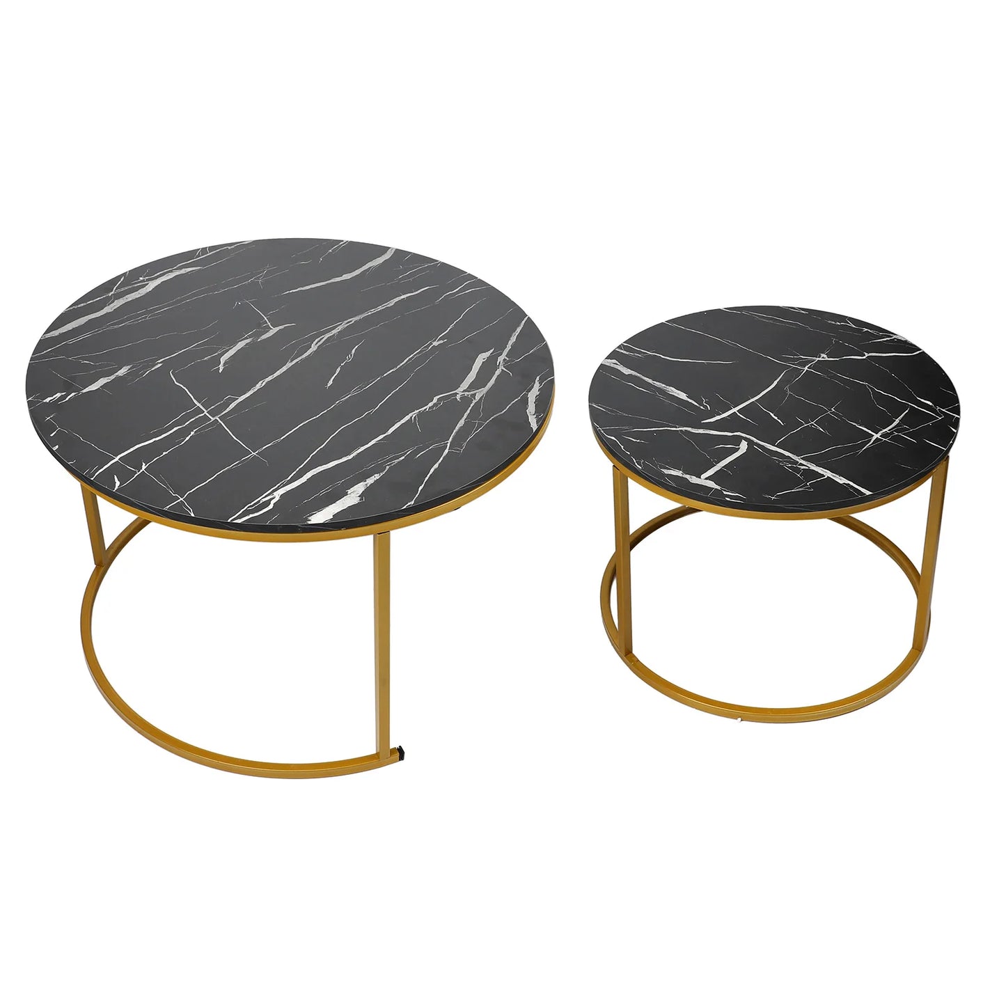 Stacking Round Side Table Exquisite Crafts Sturdy Robust Deformation Proof Flexible Use Round Coffee Table Set for Living Room