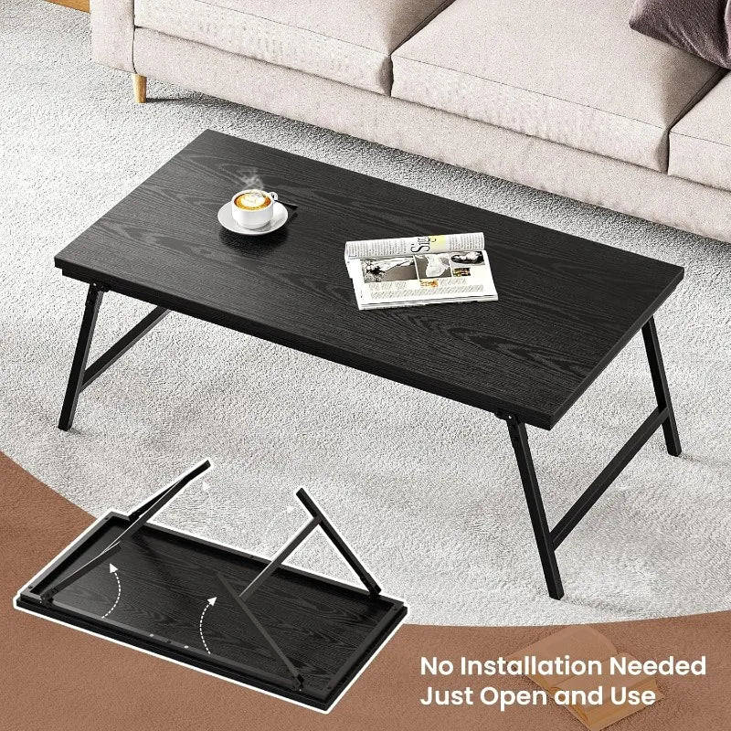 Folding Coffee Table, Leg Latches Portable Sturdy Floor Table Desk for Sitting on The Floor, No Assembly Low Coffee